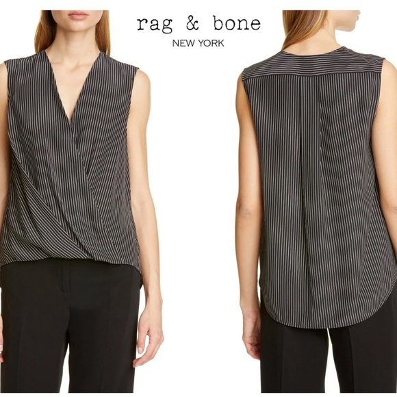 rag & bone Tops - Rag & Bone Black Striped silk Women's Top